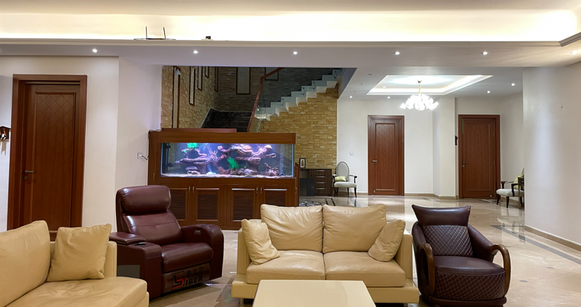 Built-in lounge aquarium designed for a modern interior in Chennai