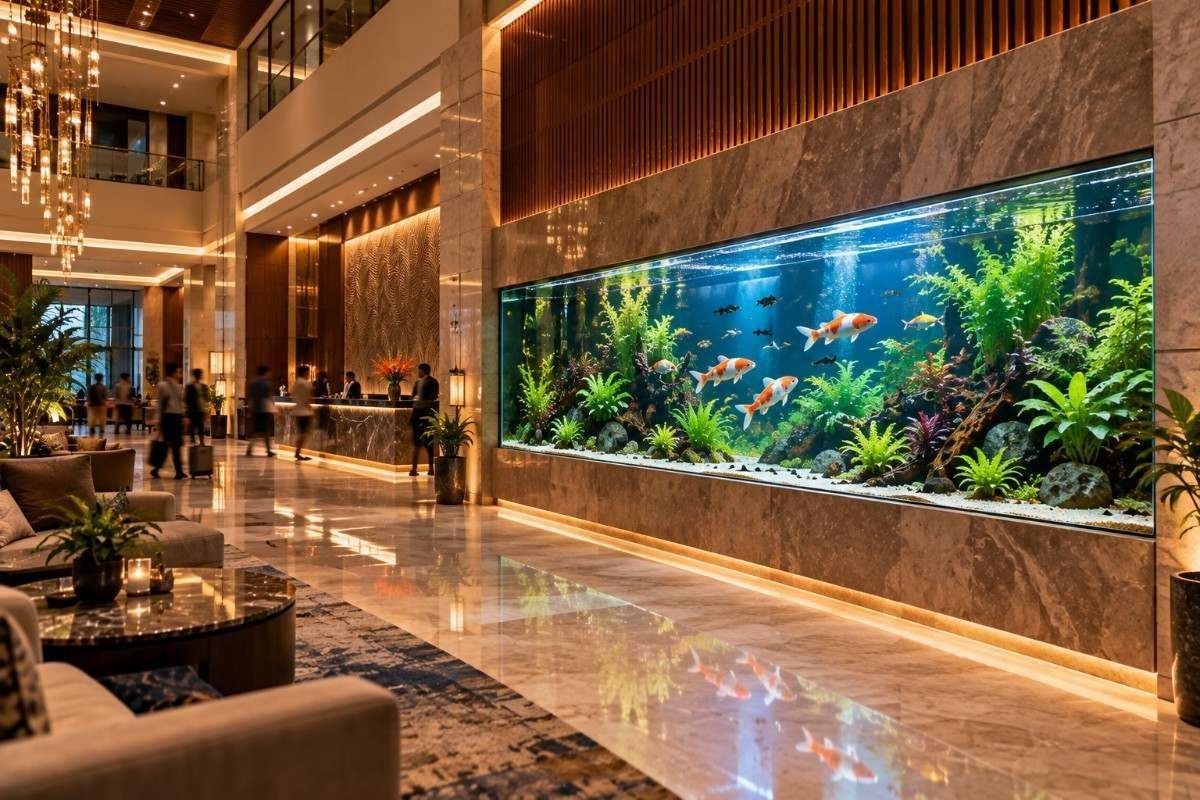 Commercial aquarium installation completed for a client in Chennai