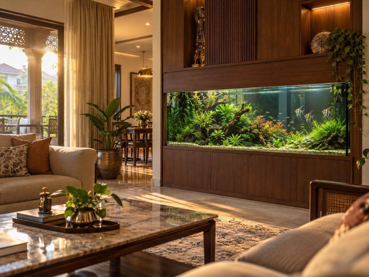 Custom residential aquarium installed in a Chennai villa